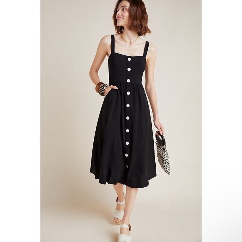Anthropologie Black Midi Dress